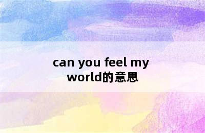 can you feel my world的意思